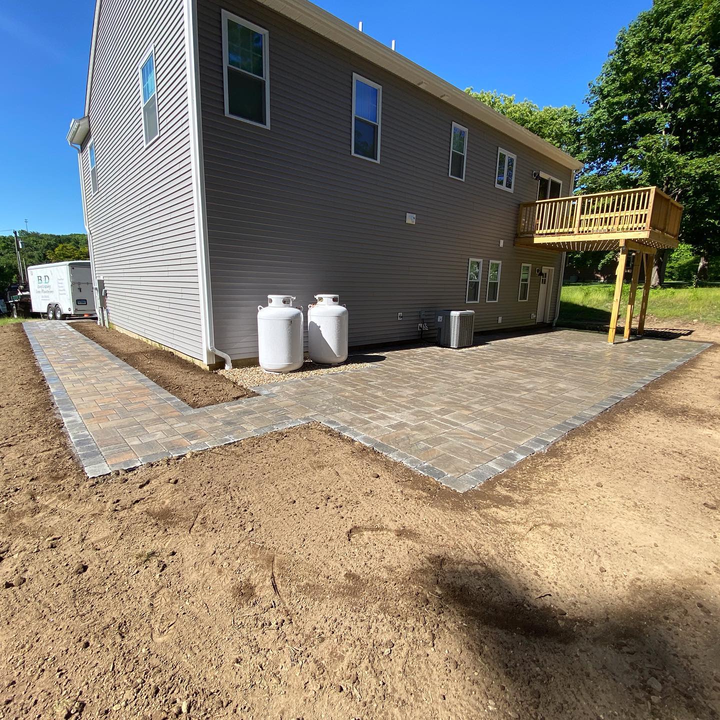 a finished patio and walkway from a project